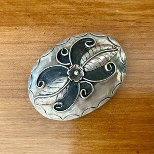 Native American Sterling Silver Oxidized Belt Buckle